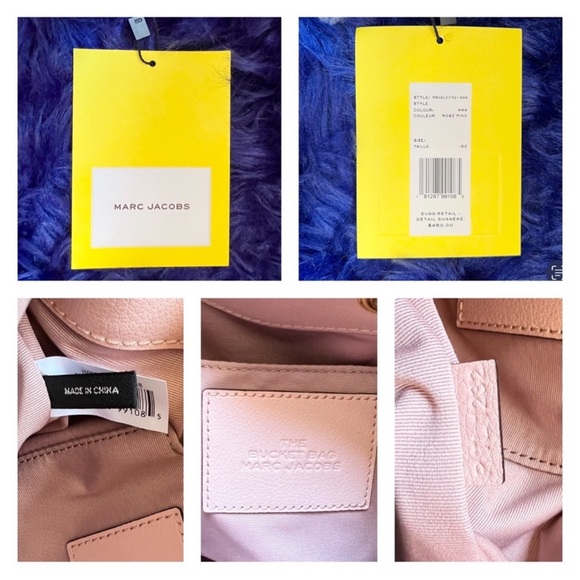 New! MARC JACOBS Crossbody Bucket Leather Bag in Rose Pink - Picture 12 of 12